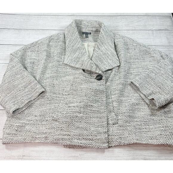 Eileen Fisher Jackets & Blazers - Eileen Fisher Soft White & Black Herringbone Swing Jacket Silk Lined Size S/P